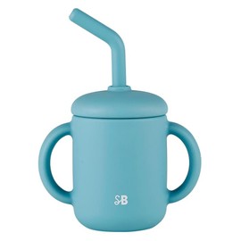 Stephan Baby Sippy Cups - Soft Silicone Baby Training Cup with Lid & Straw, 4-Ounce, Beach Bum