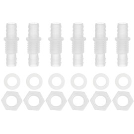PATIKIL 3/8" Hose ID Barb Thru-Bulk Bulkhead Fittings, 10 Pack Union Plastic Adapter Fittings with M14 Nuts Silicone Washers for Aquarium Water Fuel Air
