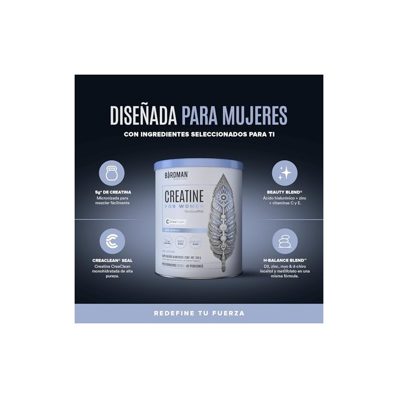Birdman Creatine For Women Creatina Mujer Myo Inositol Chiro Ácido