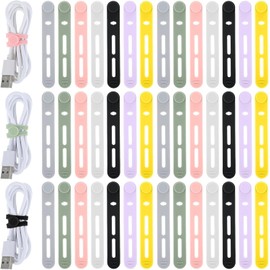 42 Piezas Organizador De Cables Ajustable, Bridas De Silicona Reutilizables Para Cables Eléctricos, Datos Y Carga, 7 Colores
