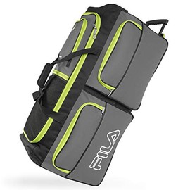 Fila 7-Pocket Large Rolling Duffel Bag, Grey/Lime, One Size