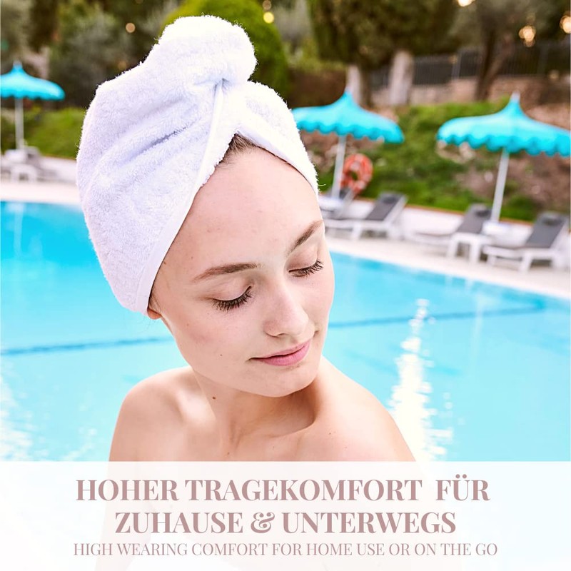 Carenesse Hair Turban Cotton White I Turban Towel with Button