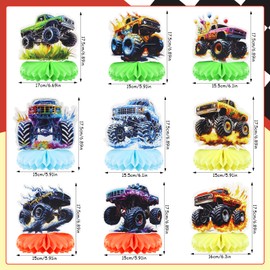 KIKVTER Pack of 9 Tractor Party Decoration Tractor Honeycomb Table Topper Tractor Birthday Party Accessories Table Decoration for Baby Shower Party Accessories Farmhouse Truck Decoration Tractor