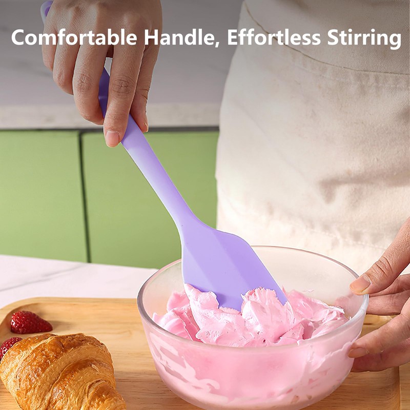 Purple Rubber Spatula for Kitchen Use, 10.8In Silicone Spatulas for