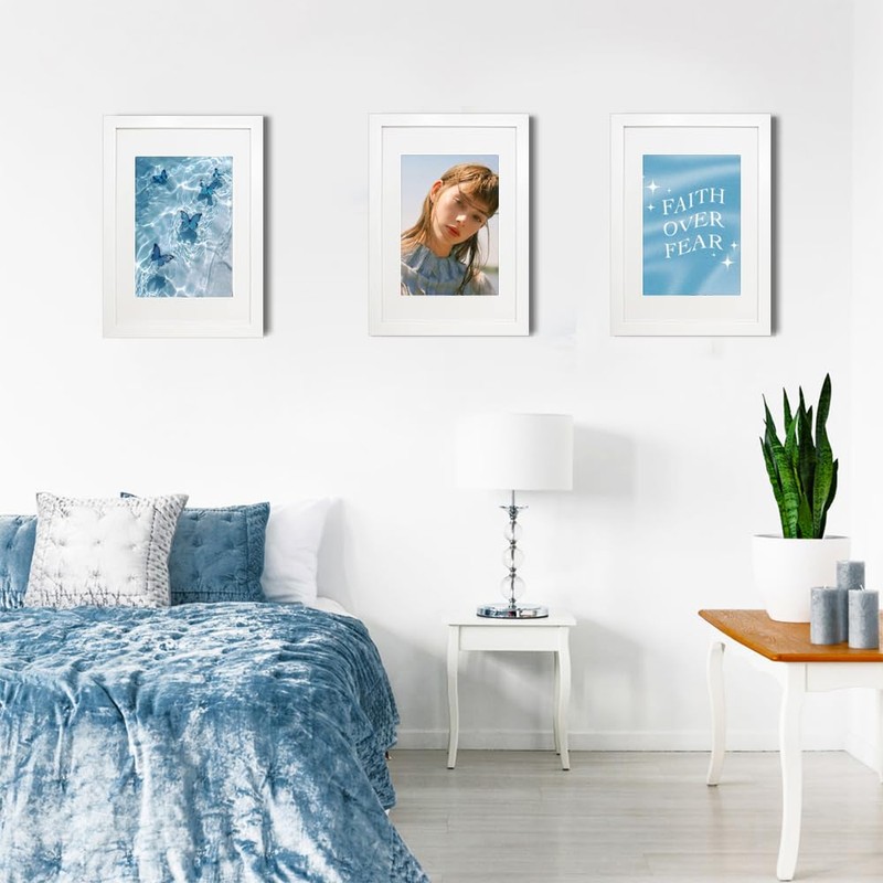 VOMVON A4 Frame White Matted for A5, A4 Photo Frame