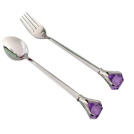EZ Life Crystal Cutlery Set - Purple - Spoon and Fork (Pack of 1)