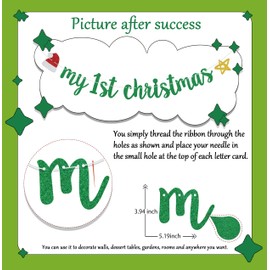 My 1st Christmas Banner, Christmas 1st Birthday Party Decor, Baby's 1st Christmas Party Decor, Happy 1st Birthday Banner, Christmas Theme Baby Shower Newborn Birthday Party Supplies Green Red Glitter