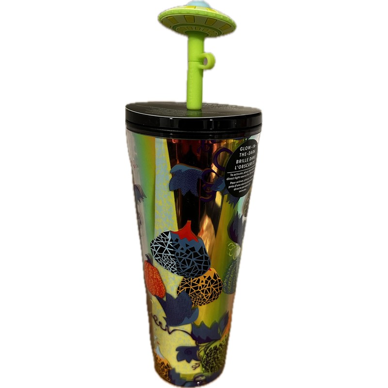 Starbucks 2024 Extraterrestrial Cold Cup with Spaceship Straw Topper 24