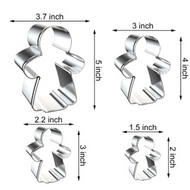Gingerbread Girl Cookie Cutter Set - 5 inch, 4 inch, 3 inch, 2 inch - 4 Piece Christmas Gingerbread Woman Cookie Cutters Shapes Molds - Stainless Steel