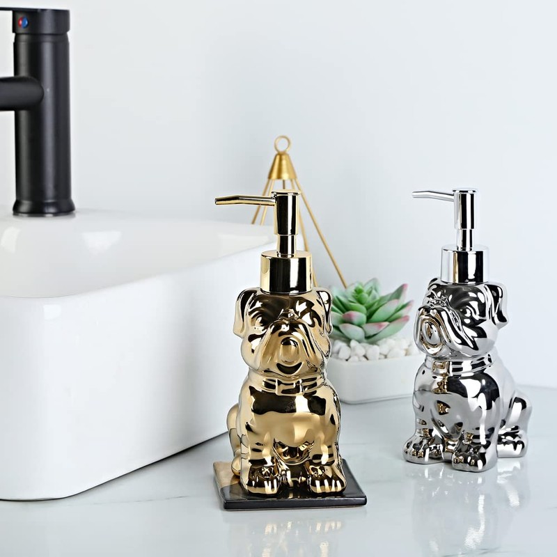 Cute Soap Dispenser Bathroom, Dog-Shaped Design, Ceramic Hand Soap Dispenser