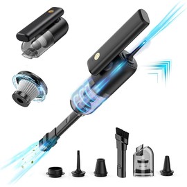 OBEST Akku-Handstaubsauger, Wiederaufladbarer Fahrzeugstaubsauger, mit aufblasbarer Pumpe und Lichtfunktion für Zuhause und Auto