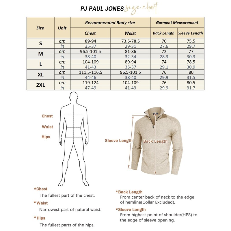 PJ PAUL JONES Men's Troyer Pullover with Zip Work Jumper