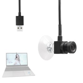 Web Camera, Webcam, HD 1080P, 80° Wide Angle Eye-Level Alignment, Compact, Suction Cup Fixed to Center Screen, 2 Megapixels, PC Camera for Skype, Zoom Meetings, Built-in Microphone