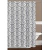 CHD Home Fabric Shower Curtain, Damask Floral Design, Grey and