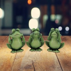 3.5"H 3-PC Frog Hear-No, See-No, Speak-No Evil Figurine Home Decor Unique Gift