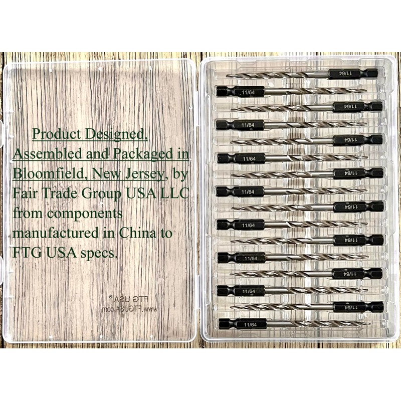 FTG USA Replacement Tapered Countersink Drill Bit Set 16 Pc