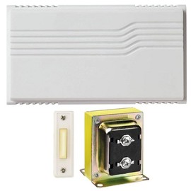 Newhouse Hardware Two Note Wired Door Bell Chime Kit w/Transformer & Surface Mount Lighted Push Button, 16VAC/10 VA, White