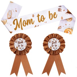 Diartpaint Coffee Theme Baby Shower Decorations Set, Mom to Be Dad to Be Sash Corsage Pins for Maternity New Parents Pregnancy Announcement Gender Reveal Party Decorations Favors