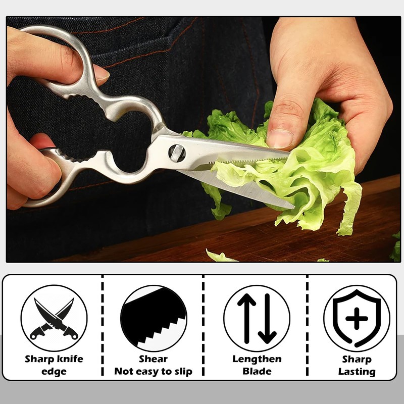 volumoon Kitchen Scissors, 4-in-1 Stainless Steel Kitchen Scissors, All-purpose Scissors,