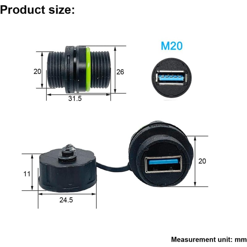 PENGLIN Pack of 2 Waterproof USB 3.0 Connector Female to