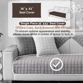 Aucrovee Velvet Washable Couch Cover for Pets Dogs, Non Slip Sectional Sofa Covers for 3 Cushion Couch Sofa L Sharped Sofa Slipcovers, Furniture Protector (1 PCS 36"x63", Dark Grey)