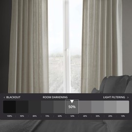 HPD HALF PRICE DRAPES Premium Heavy Faux Linen Curtains for Living Room (1 Panel), 50W x 96L Light Filtering Curtains 96 Inches Long Window Curtains for Bedroom, Melted Cream