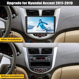 Car Stereo Upgrade for Hyundai Accent 2011-2019, 9" Touchscreen Android 13 Wireless Car Radio Compatible with Apple CarPlay Android Auto, Support GPS Navigation SWC Camera WiFi Bluetooth DSP HiFi