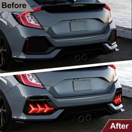 SDTSSYVE Led Fog Lights Lamp Fit for 2017-2021 Honda Civic Sport Hatchback Rear Reflector Brake Tail Light (Hatchback Brake Led 17-21)