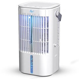 Bay’s Portable Air Conditioner – Quiet USB Powered Mini Air Cooler with 900ml Tank, 7-Color LED Light, Timer & 3 Speeds – Personal AC Fan & Humidifier for Bedroom, Office, Camping (White)