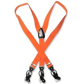 Men's Orange SUSPENDERS Y Shape Back Elastic Button & Clip Convertible by VESUVIO NAPOLI