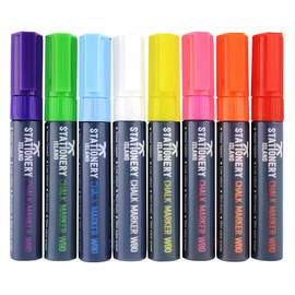 STATIONERY ISLAND Chalk Pens for blackboard, Liquid Chalk Markers for Chalkboard and Glass, Wipeable Chalk pens for Window Drawing,8 Colours