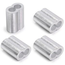 Jamiikury 24pcs M6 Aluminum Cable Crimps, Crimping Loop Sleeve Wire Rope Sleeves, Metal Double Barrel Ferrules for Wire Rope End