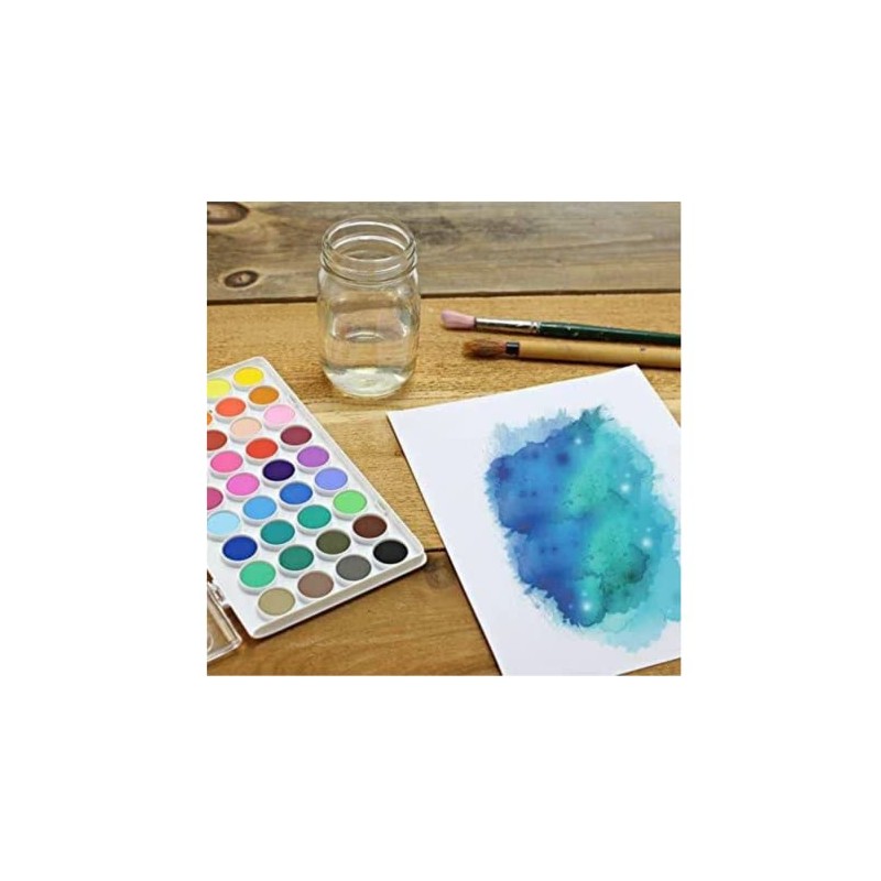 36 Color Fundamental Watercolor Pan Set with Paint Brush by