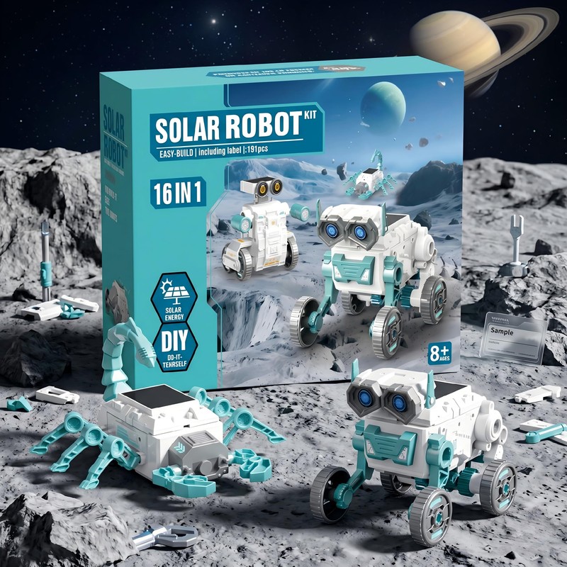 16-in-1 Solar Robot Kid, 190 Pcs STEM Educational Toy for