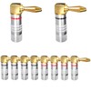 Cleqee 8pcs 24K Gold Plated Right Angle Speaker Banana Plug