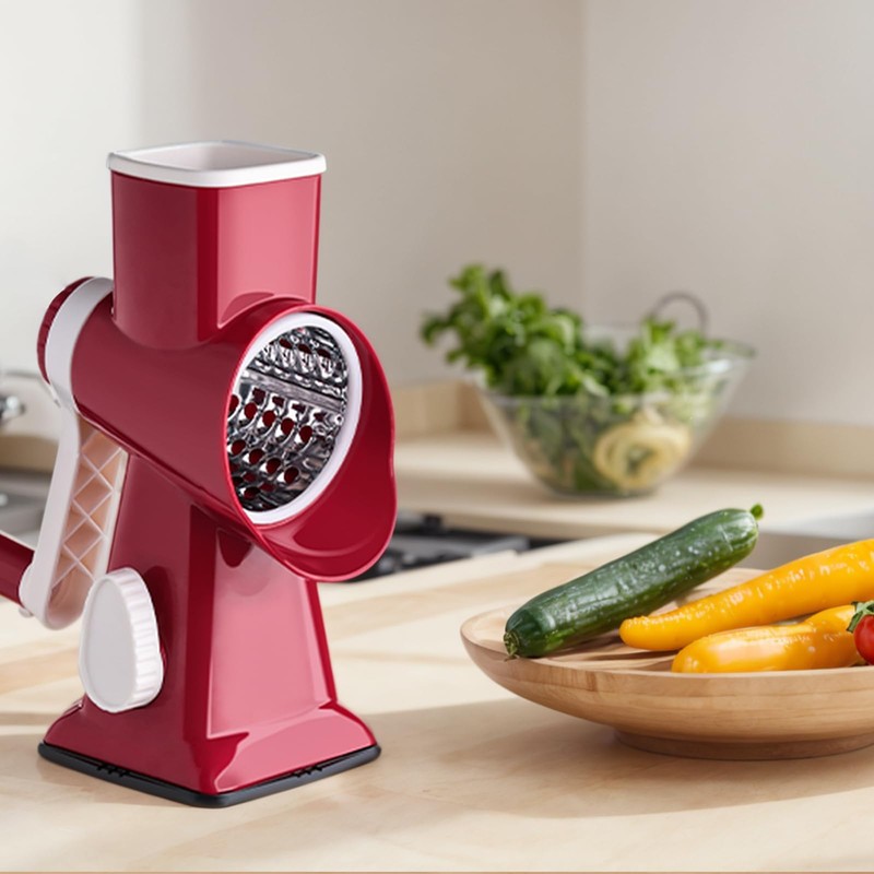 HANSGO Rotary Cheese Grater, Hand Crank Cheese Shredder, 3 Metal