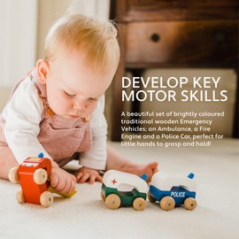 My First Emergency Vehicles - Wooden Toy Cars, Emergency Services - Wooden Toys, Toddler Toys - Early Development & Activity Toys by Orange Tree Toys
