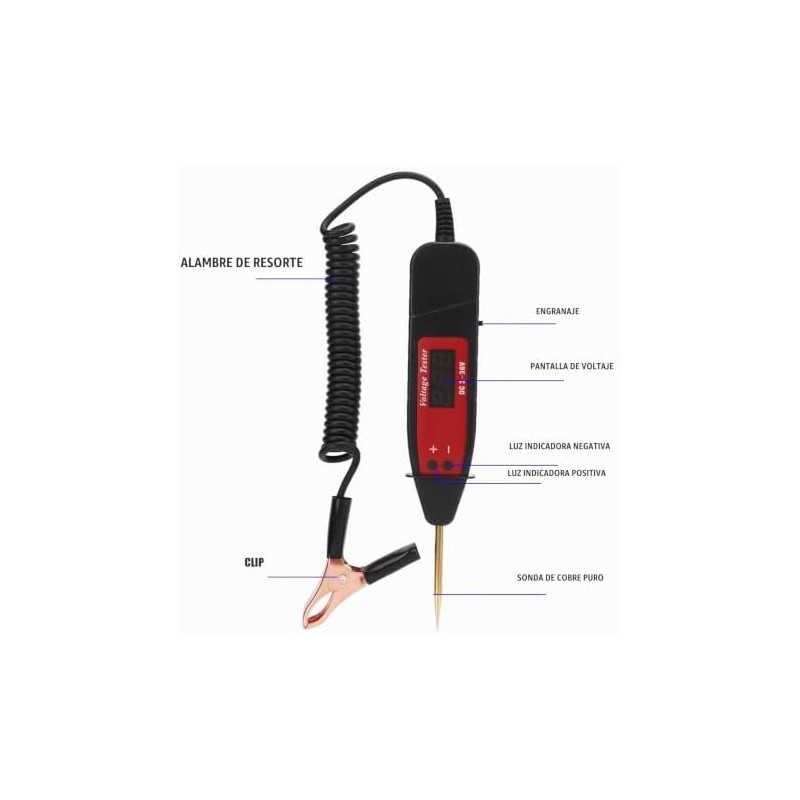 Acouto Probador de Circuito Led Digital Automotriz Dc 3-36v