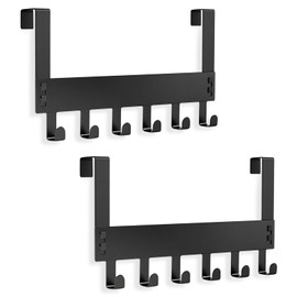 lompyeu Door Hooks for Hanging - Pack of 2 Door Coat Rack for Hanging with 6 Hooks, Practical Coat Hook Door for Wardrobes, Bathroom Towel Hooks, Kitchen Cabinets