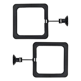 2Pcs Fish Feeding Rings Black Square Floating Food Feeder Circle with Suction Cup for Fishes Tank Aquarium Turtle Betta Goldfish Small Fish Feeding Accessories Floating Plant Duckweed Ring