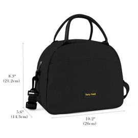 Linkidea Lunch Bag for Adult, Canvas Insulated Lunch Bag with Two Carrying Mode, Large Capacity Lunch Tote Bag with Zipper Fits Daily Use, Compatible with Bentgo, Ello, Natraprow, Iteryn (Black)