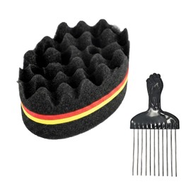 Barbershop Dreadlocking, Hair Care Tool, Afro Wave, Shaping, Hair Brush, Men's Coil, Hairstyle, Care Set (Sponge Large Hole + Steel Pin Comb)