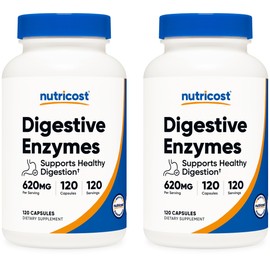 Nutricost Nutricost Digestive Enzymes 620mg, 120 Veggie Capsules (2 Bottles) - Complete Digestive Enzyme Supplement