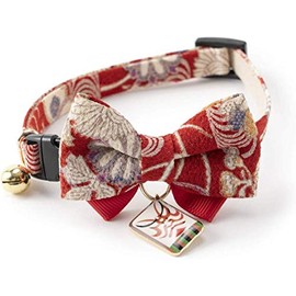 Necoichi Kabuki Charm Bow Tie Cat Collar (Red)