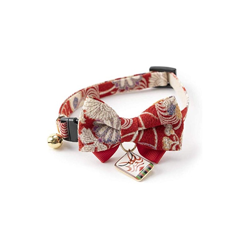 Necoichi Kabuki Charm Bow Tie Cat Collar (Red)