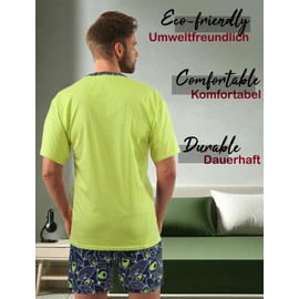 sesto senso Men's Short Cotton Pyjamas Summer Short Sleeve, Green Pistachio - 2422-22