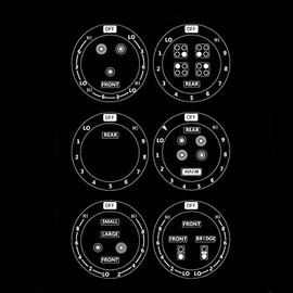 6 Stove dials Sticker for Burner cooktop hob Cooker top Oven Replacement Adhesive knob Symbols (White Print ON Clear for Dark or Dark Coloured Cooker Tops)