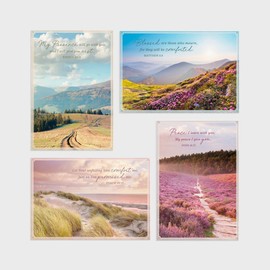 DaySpring - Sympathy - Blessed are Those Who Mourn - 4 Nature Landscape Design Assortment with Scripture - 12 Sympathy Boxed Cards & Envelopes (U0060)