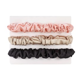 Michooyel Pack of 3 Women's Silk Hair Bobbles 100% Pure Mulberry Silk, 1.5 cm Mini 16 Momme Silk Hair Rings with Elastic Band, Hair Bobbles for Women Silk Scrunchies