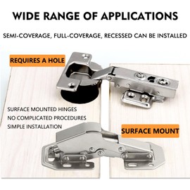 Jiaxitek 4 Pack Soft Close Damping Hinges, 90 Degree Cabinet Hinges, Concealed Cabinet Hinges, Easy to Install Slotless Hinges for Drawer Window Cupboard Cabinet Door Hinges